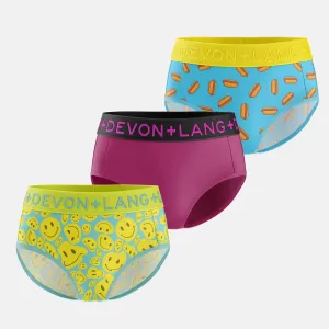 Bria Bikini Brief - Multi-Packs - Melting Smilies/Berry/Hot Dog