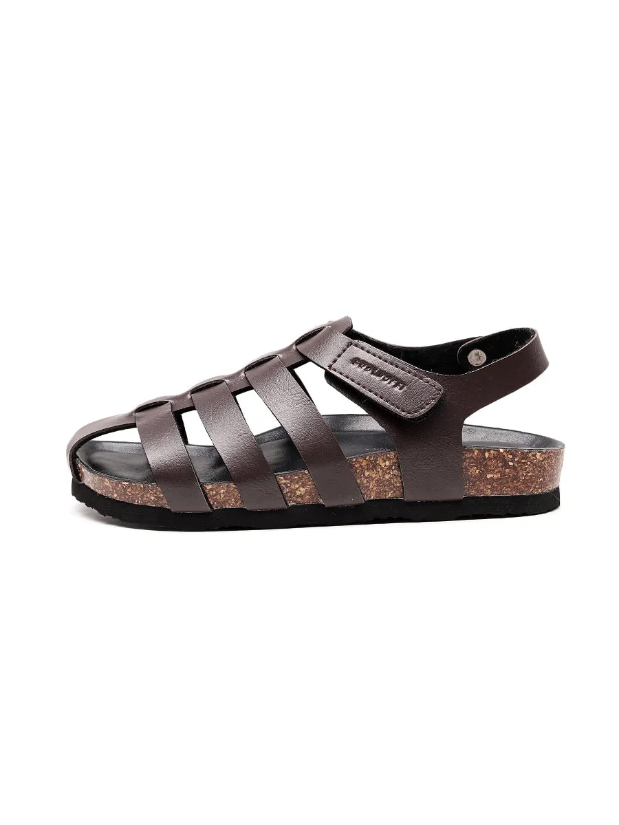 Brown Cut Out Strap Slingback Sandals