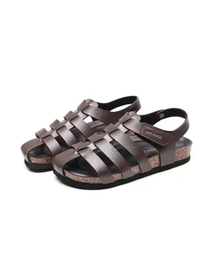 Brown Cut Out Strap Slingback Sandals