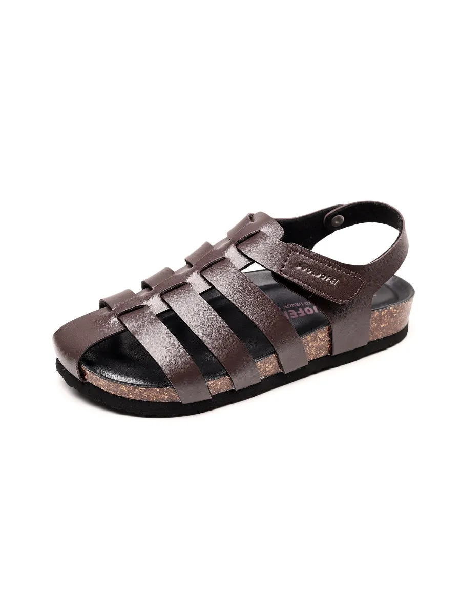 Brown Cut Out Strap Slingback Sandals