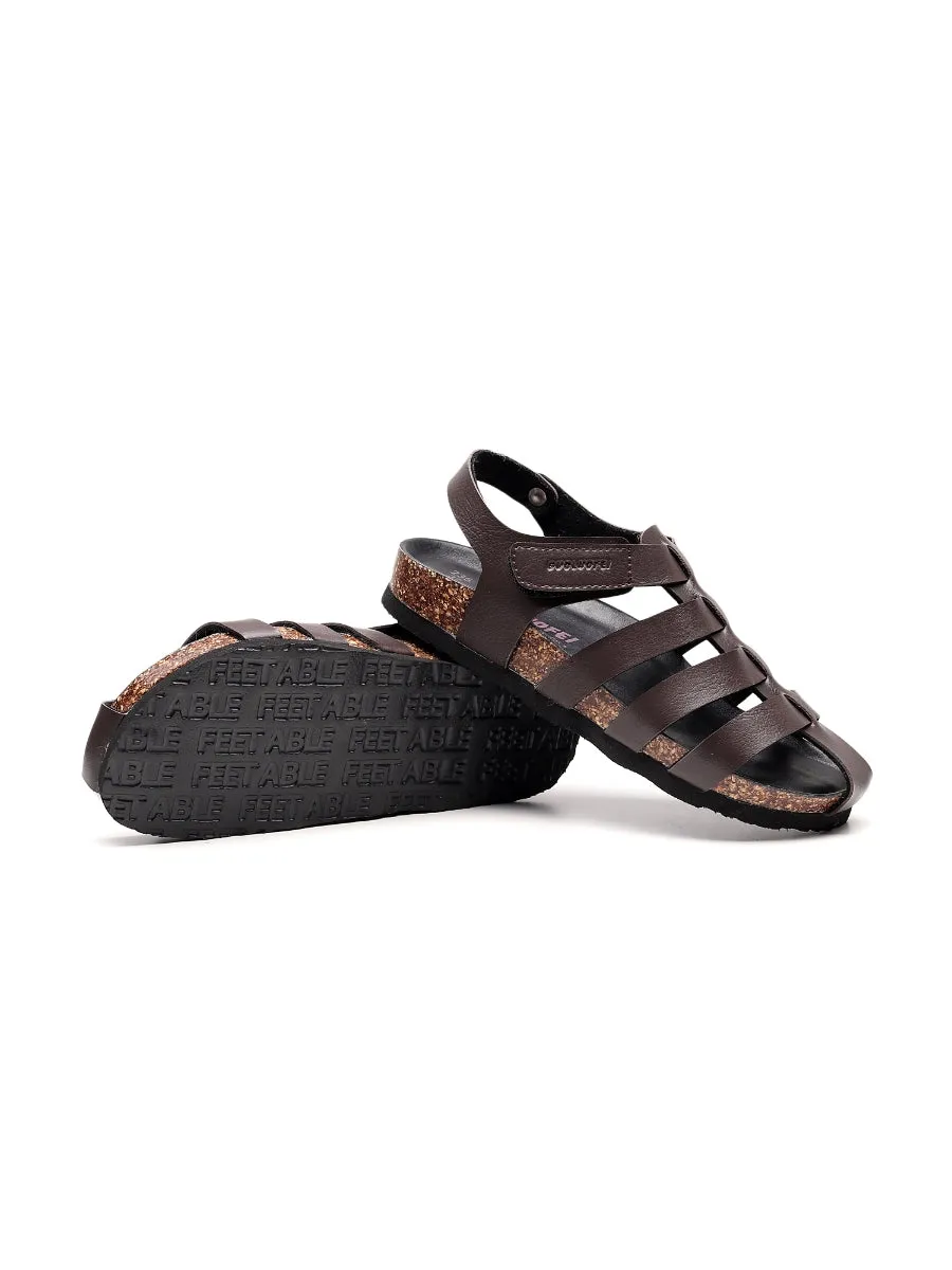Brown Cut Out Strap Slingback Sandals