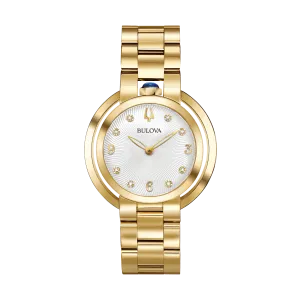 Bulova Ladies' Rubaiyat Diamond Yellow Gold-Tone Stainless Steel Watch 97P125