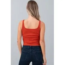 Button Up Ribbed Tank Top