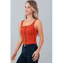Button Up Ribbed Tank Top