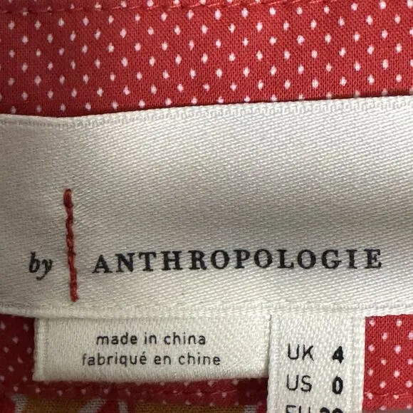 By Anthropologie Boswell Textured Wrap Dress Viscose Red Floral