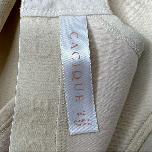 CACIQUE / lot of (2) cream lightly lined no-wire soft comfort bras / 46C
