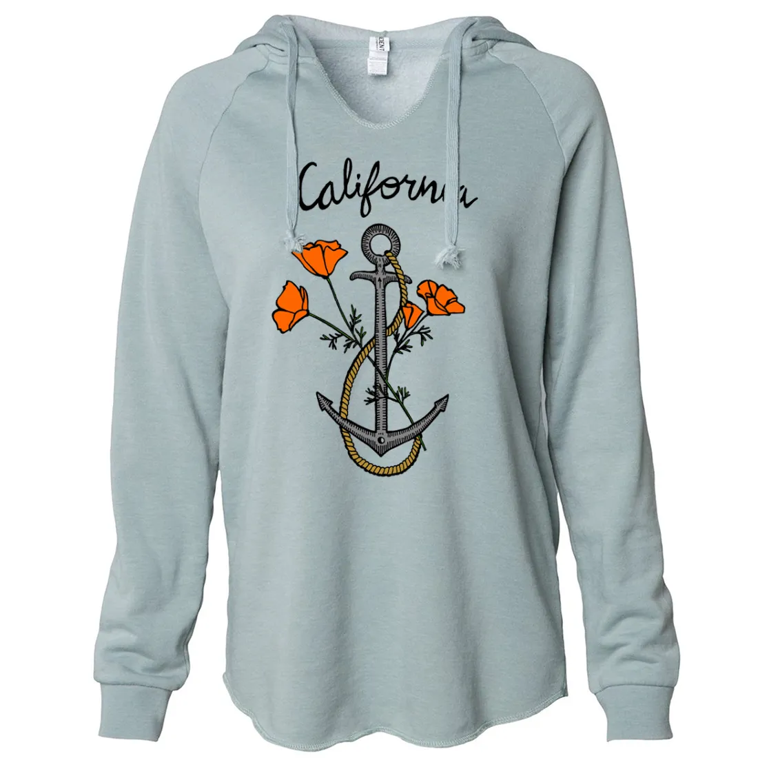 California Anchor Poppies Women's Soft Hooded Pullover