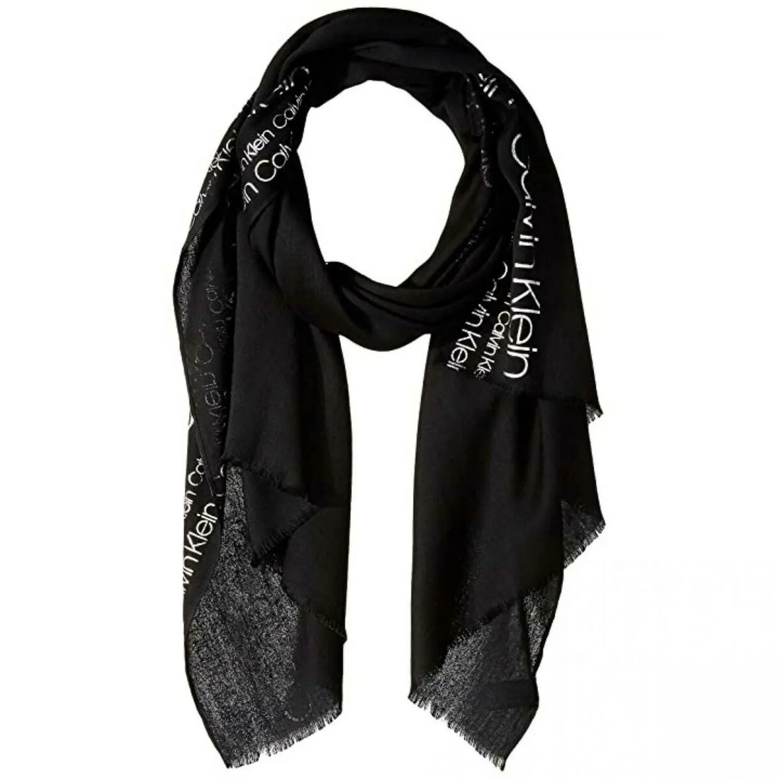 Calvin Klein Women's Metallic Logo Printed Rectangle Scarf
