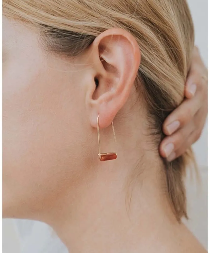 Carnelian Agate Gemstone Drop Earrings