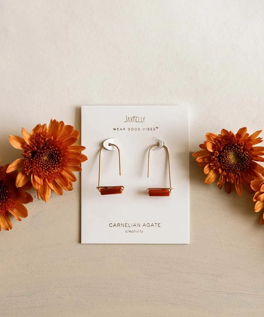 Carnelian Agate Gemstone Drop Earrings