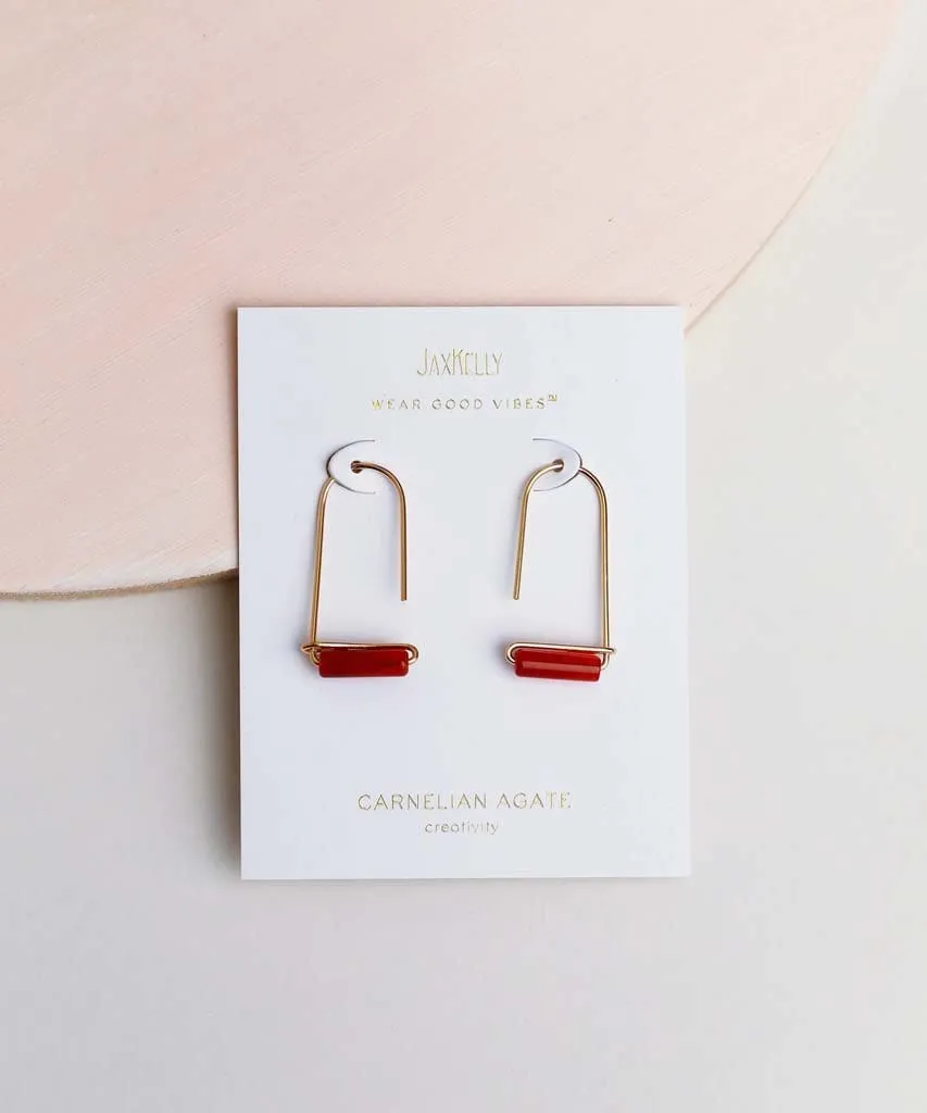 Carnelian Agate Gemstone Drop Earrings