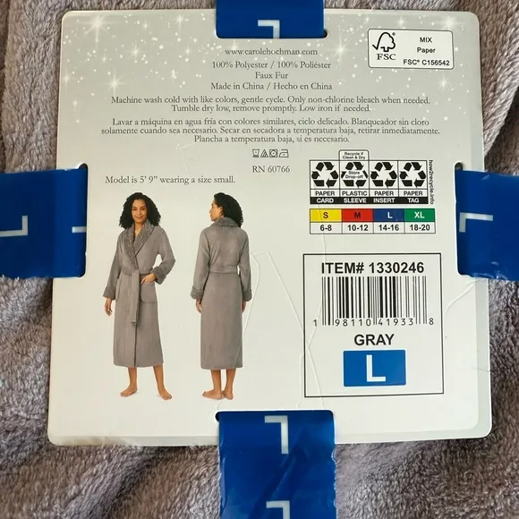 Carole Hochman Women's Shawl Collar Plush Robe Violet Soft Fleece w/ Sherpa Trim