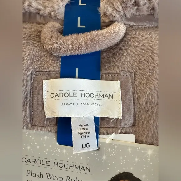 Carole Hochman Women's Shawl Collar Plush Robe Violet Soft Fleece w/ Sherpa Trim