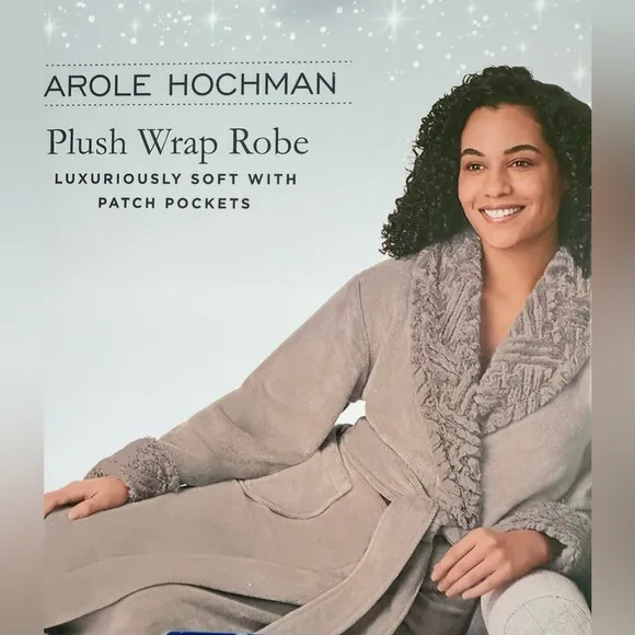 Carole Hochman Women's Shawl Collar Plush Robe Violet Soft Fleece w/ Sherpa Trim