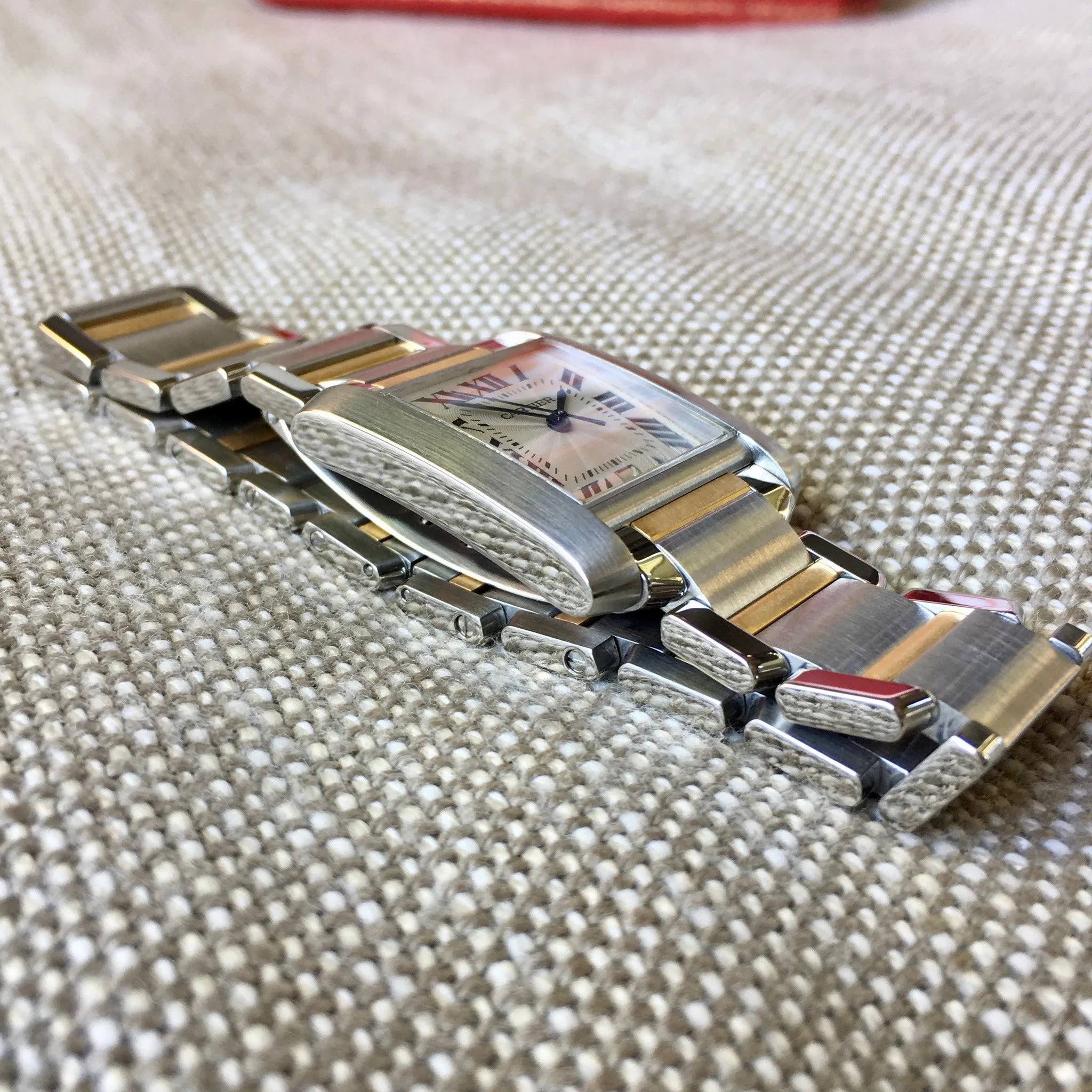 Cartier Tank Francaise 2302 Two Tone Steel 18k Gold 28mm Wristwatch