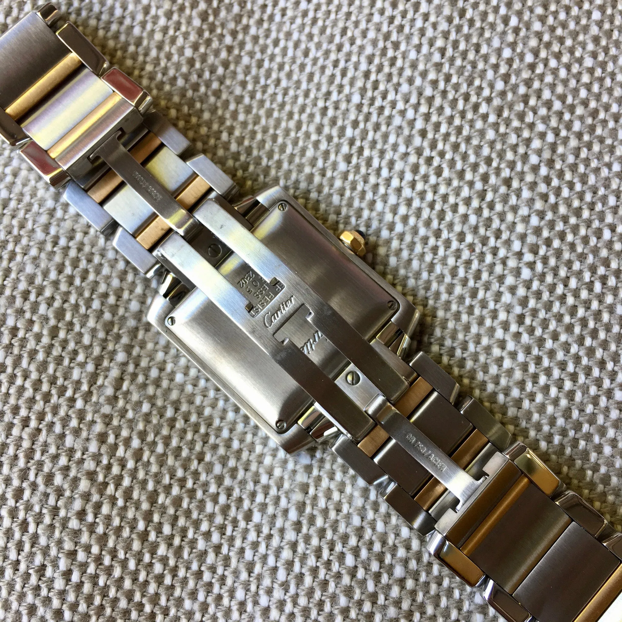 Cartier Tank Francaise 2302 Two Tone Steel 18k Gold 28mm Wristwatch