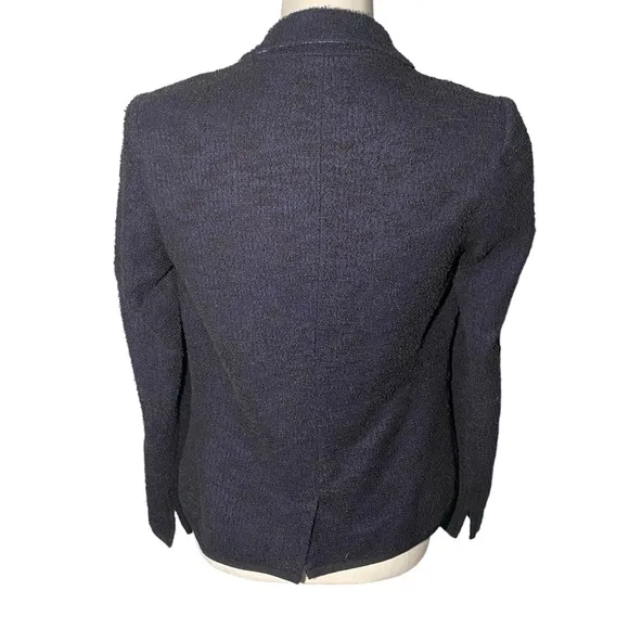 Cartonnier by Anthropologie Women's Size 2 Tweed Blue Black Blazer Preppy Stripe