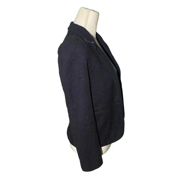 Cartonnier by Anthropologie Women's Size 2 Tweed Blue Black Blazer Preppy Stripe