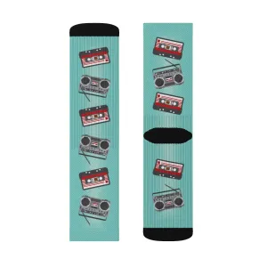 Cassette & Boombox 8-Bit Adult Crew Socks