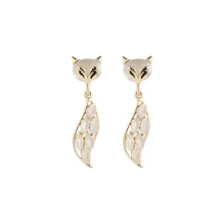 Cats Eye & 18K Gold-Plated Fox Drop Earrings
