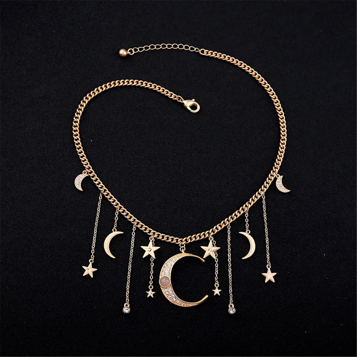Cat's Eye & Cubic Zirconia Celestial Statement Necklace