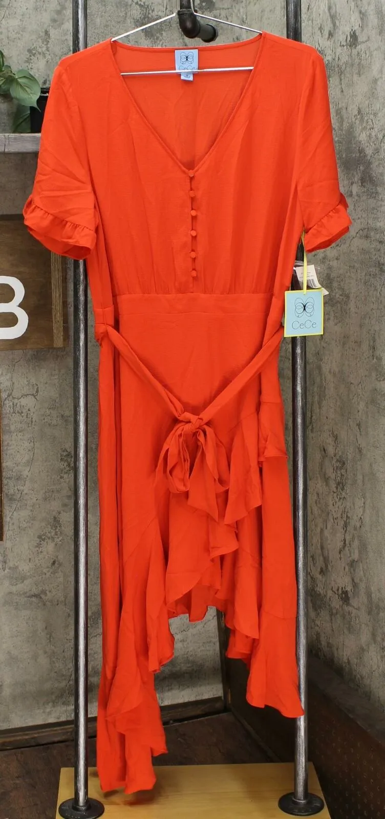 Cece Women's V-Neck Ruffle Dress