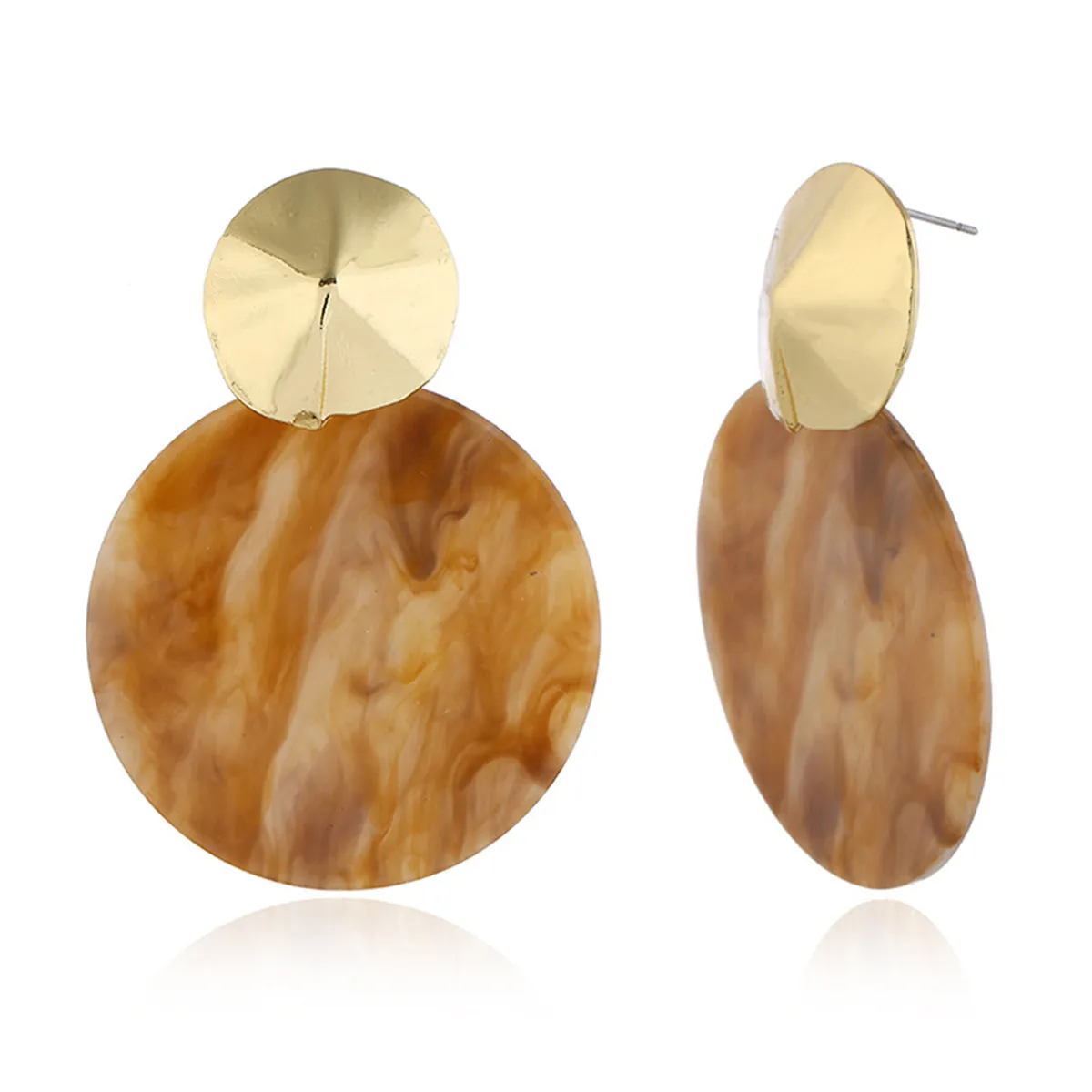 Champagne Acrylic & 18K Gold-Plated Round Drop Earrings