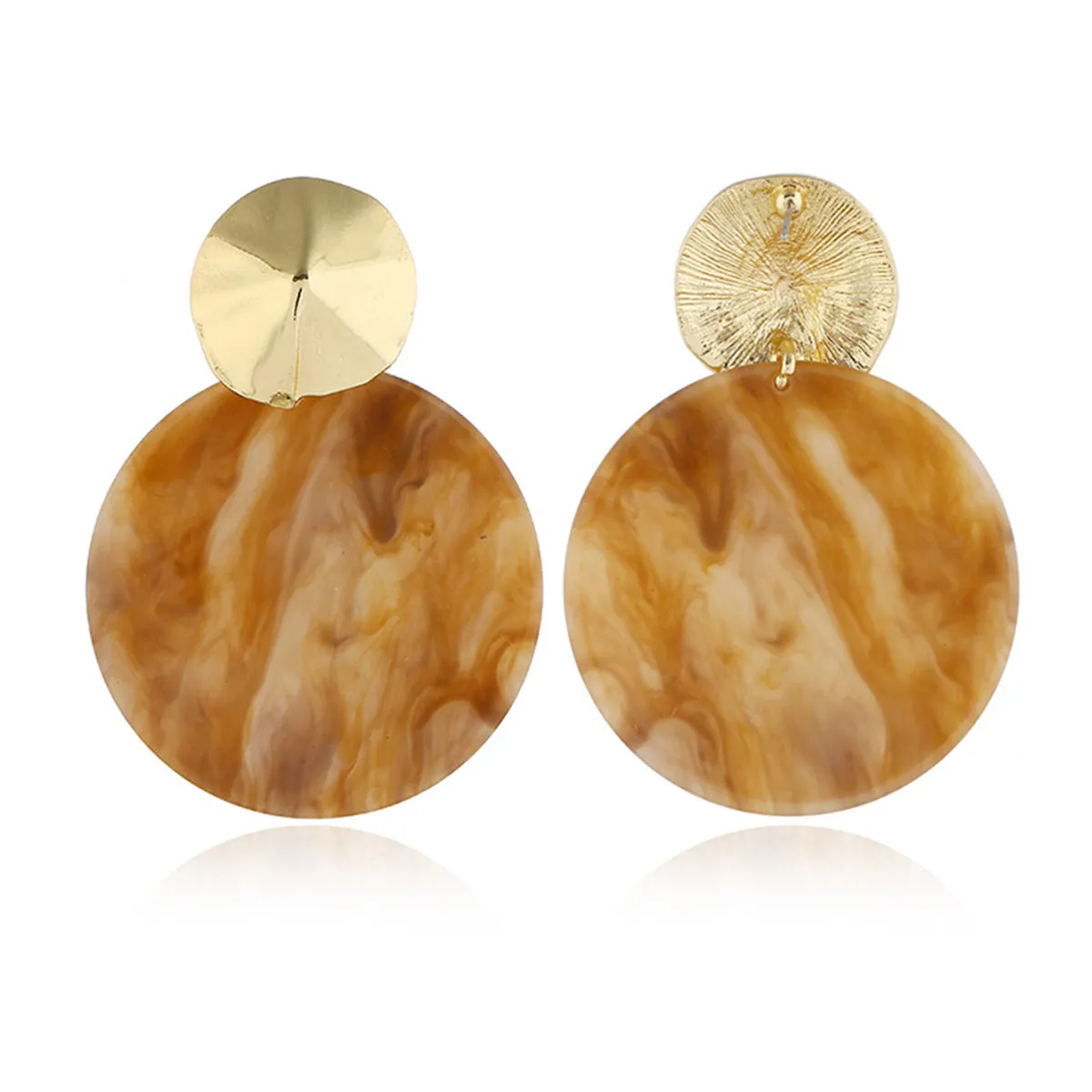 Champagne Acrylic & 18K Gold-Plated Round Drop Earrings