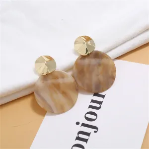 Champagne Acrylic & 18K Gold-Plated Round Drop Earrings