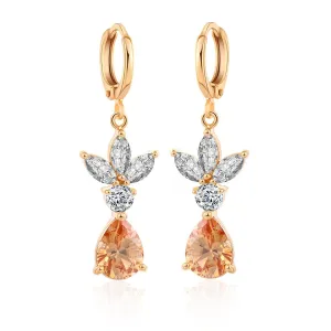 Champagne Crystal & 18K Gold-Plated Flower Teardrop Earrings