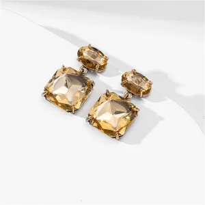 Champagne Crystal & 18K Gold-Plated Square Drop Earrings