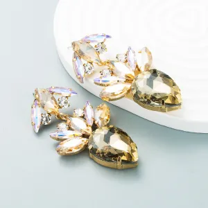 Champagne Crystal & Cubic Zirconia Double Drop Earrings