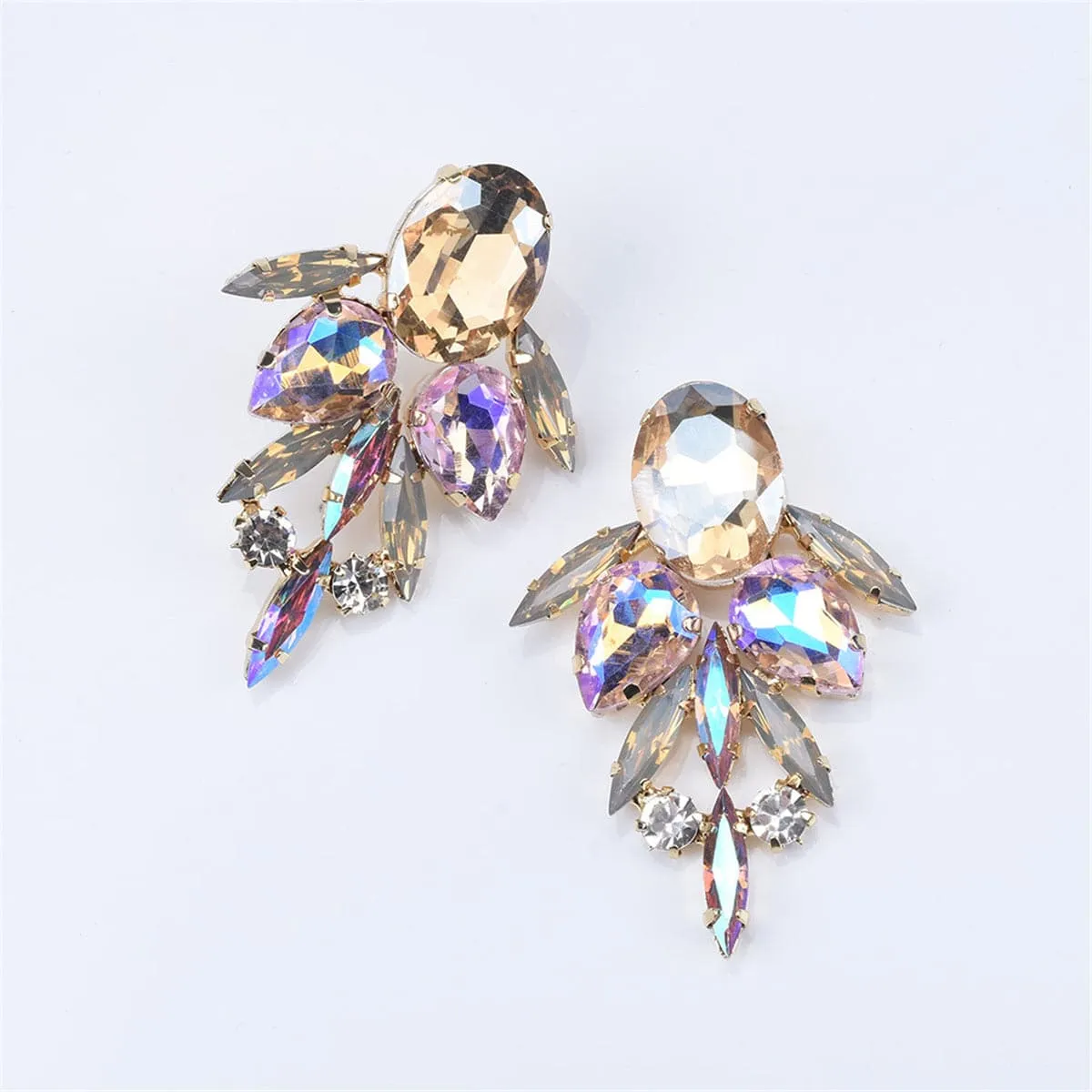 Champagne Crystal & Cubic Zirconia Drop Earrings