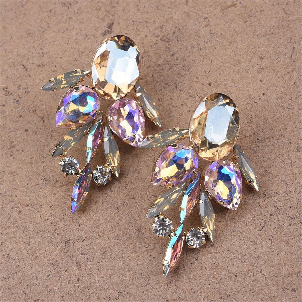 Champagne Crystal & Cubic Zirconia Drop Earrings