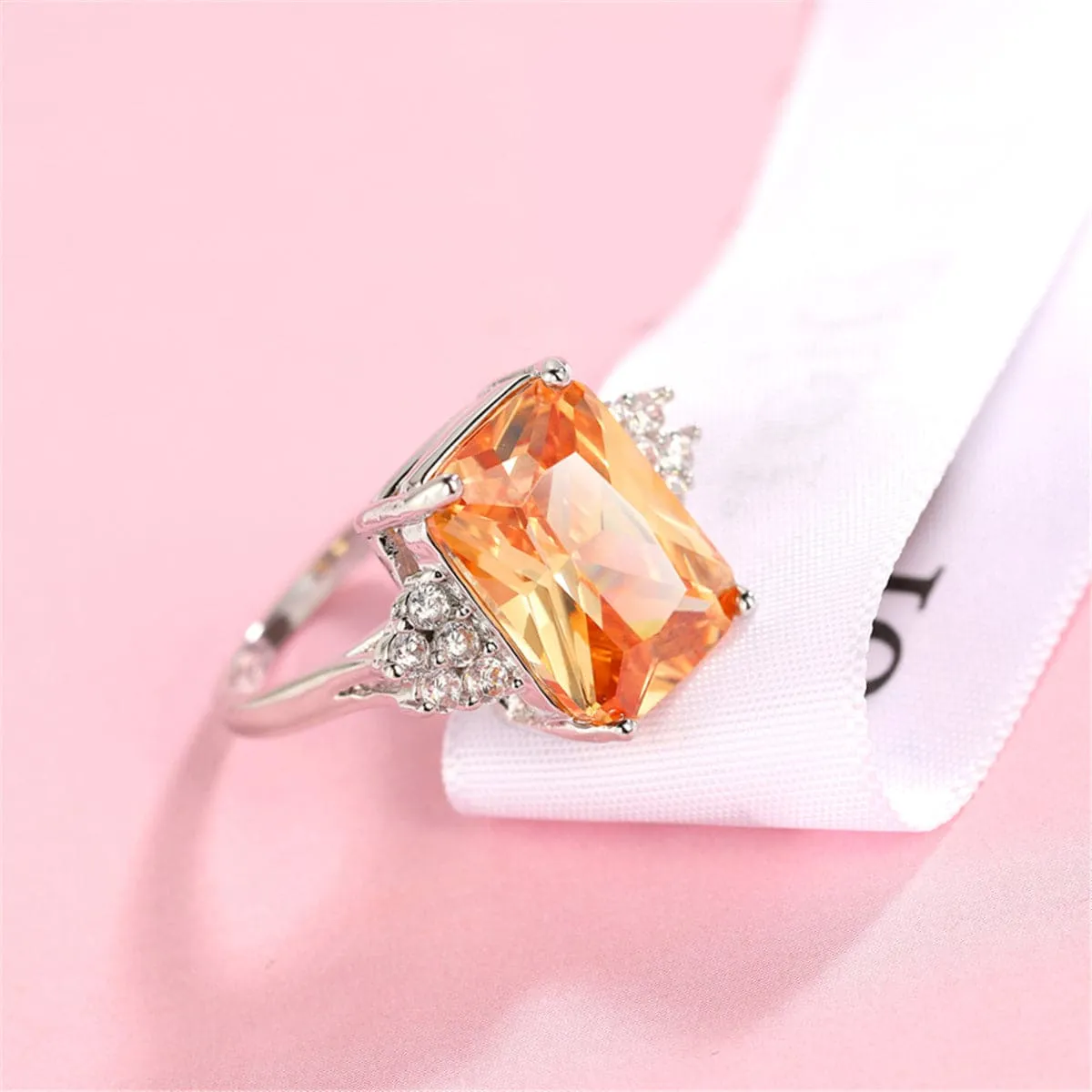 Champagne Crystal & Cubic Zirconia Radiant-Cut Ring