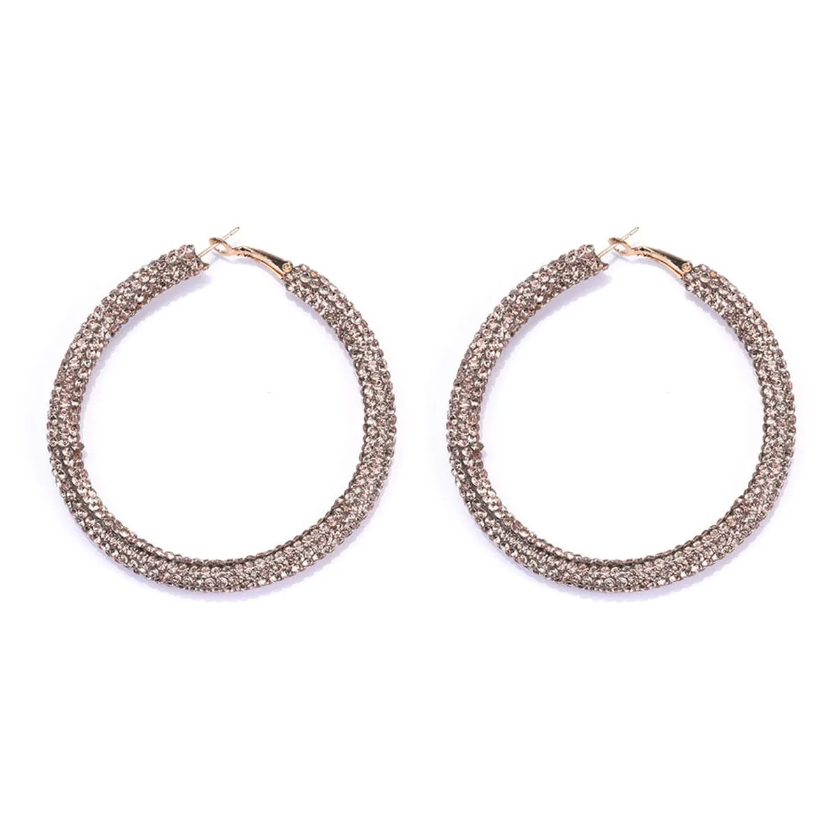 Champagne Cubic Zirconia & 18K Gold-Plated Hoop Earrings