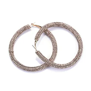 Champagne Cubic Zirconia & 18K Gold-Plated Hoop Earrings