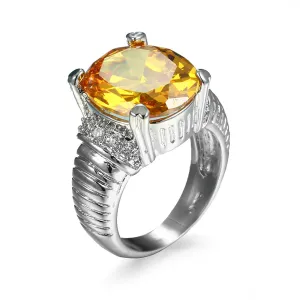 Champagne Cubic Zirconia & Crystal Textured Oval Ring