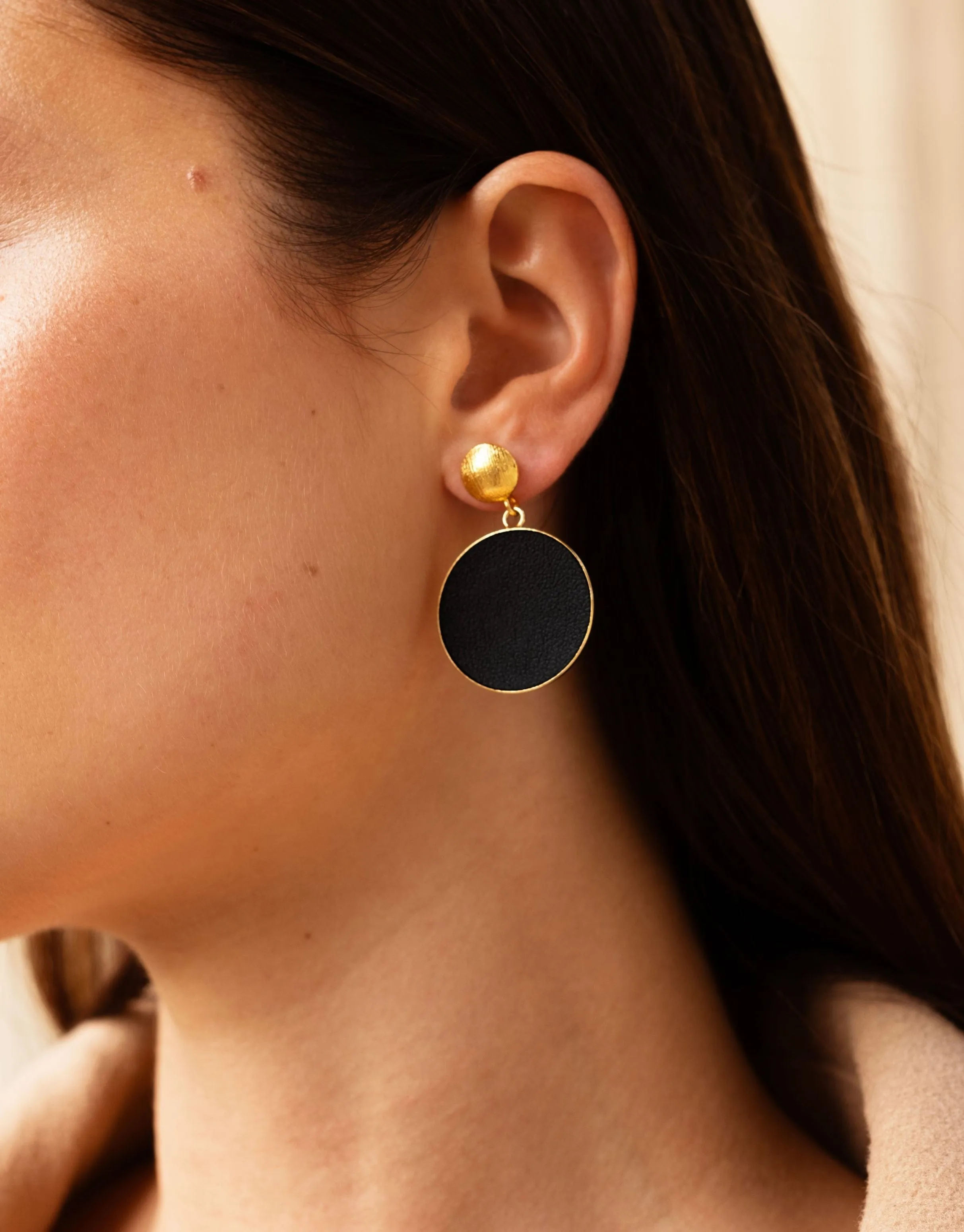 Charlotte 24ct Gold Plated Stud Earrings | Black & Gold