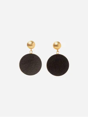 Charlotte 24ct Gold Plated Stud Earrings | Black & Gold