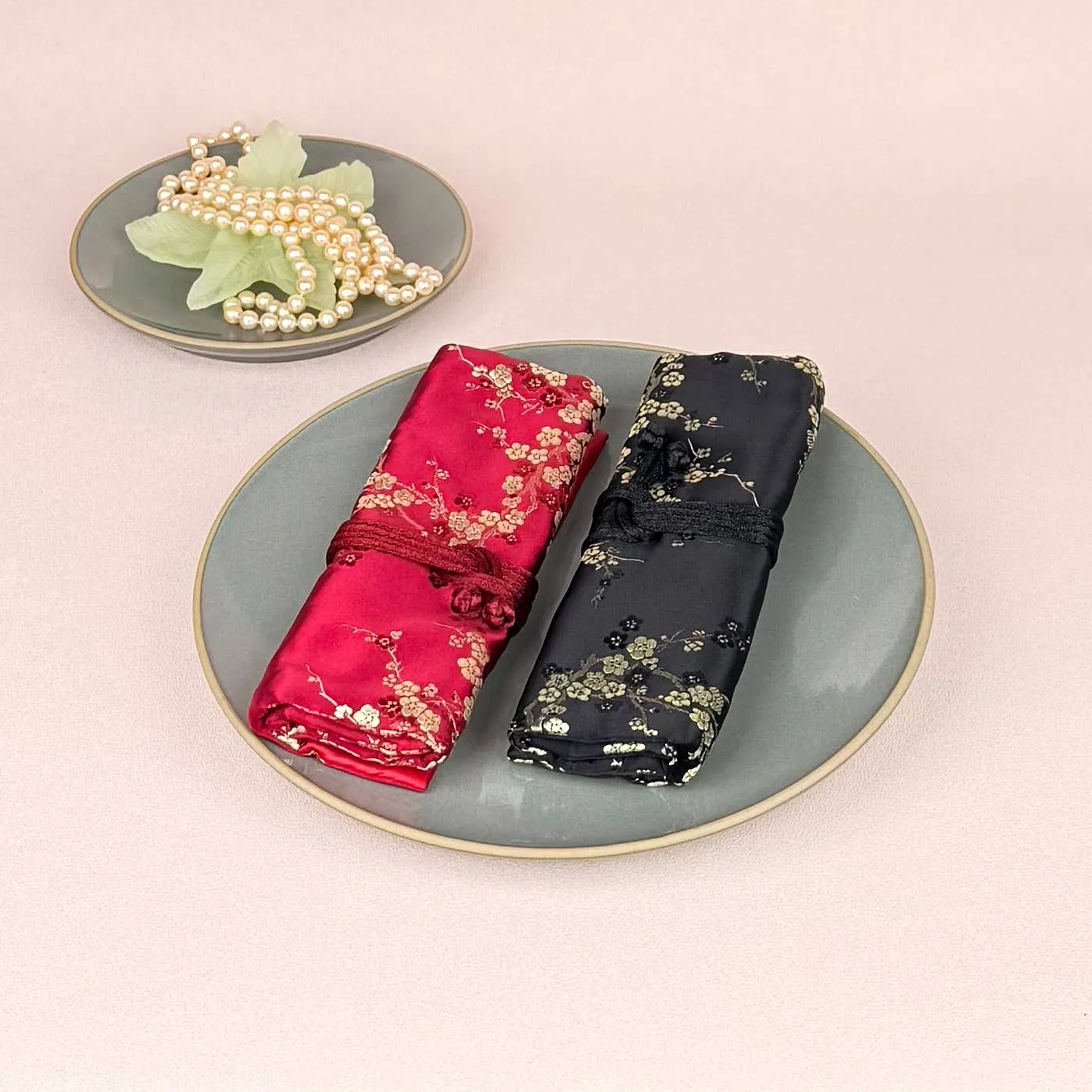 Cherry Blossom Brocade Jewelry Roll
