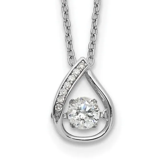 Cheryl M Sterling Silver Constant Motion Vibrant CZ Teardrop Necklace