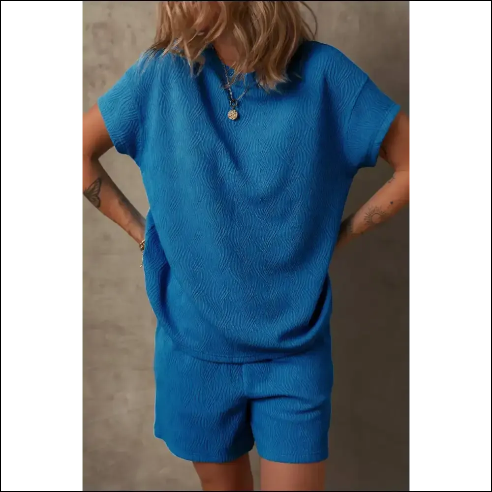 Chic Bluing Textured Crew Neck: Dress Like you  (needful Things) 💙