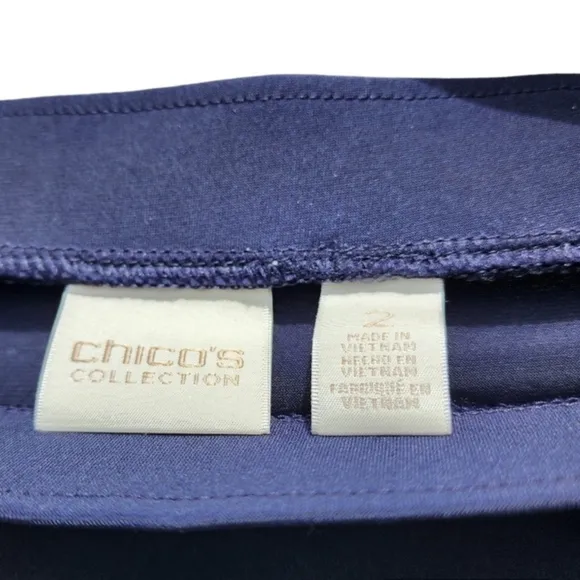 Chico's Collection Knit Fringe Women's Navy Blue Maxi Skirt Size 2