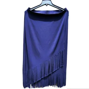 Chico's Collection Knit Fringe Women's Navy Blue Maxi Skirt Size 2
