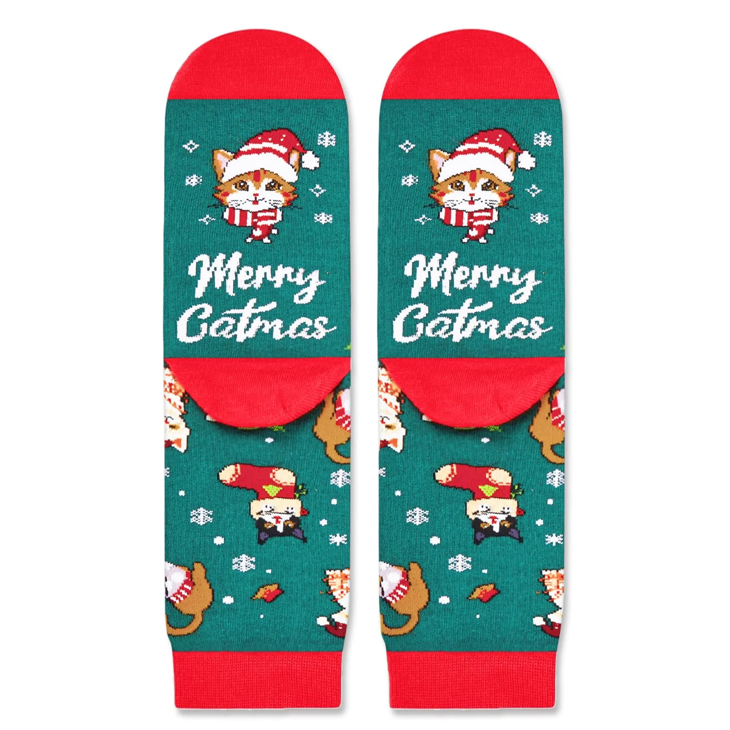 Christmas Gifts Stocking Socks for 2-3 Years Old Boys Girls - Christmas Socks Green Cat Socks for Kids