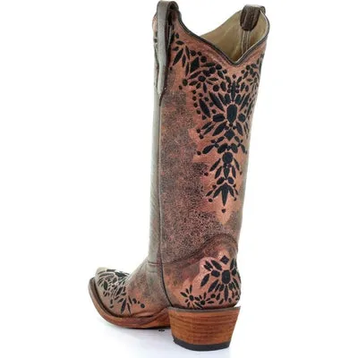 Circle G Women's Shedron Black Embroidered Cowgirl Boots - Snip Toe L5368