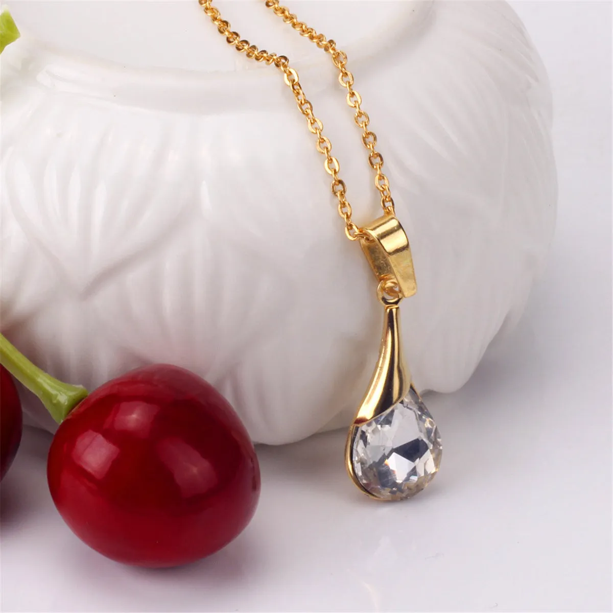 Clear Crystal & 18K Gold-Plated Drop Earrings & Pendant Necklace