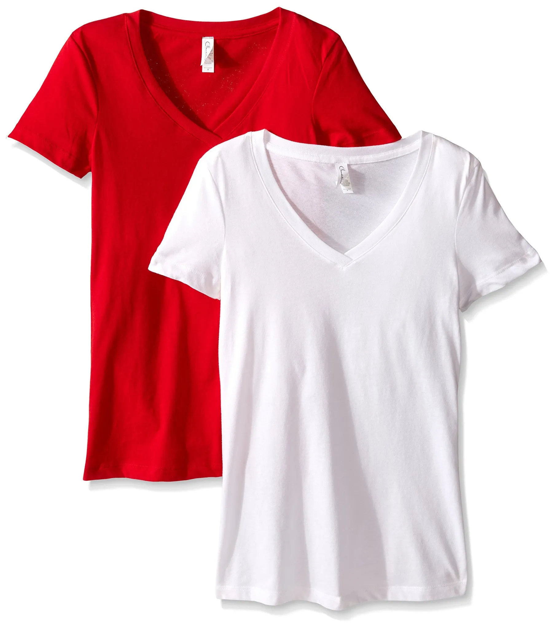 Clementine Women's Petite Plus Ideal V Neck Tee (Pack of 2)
