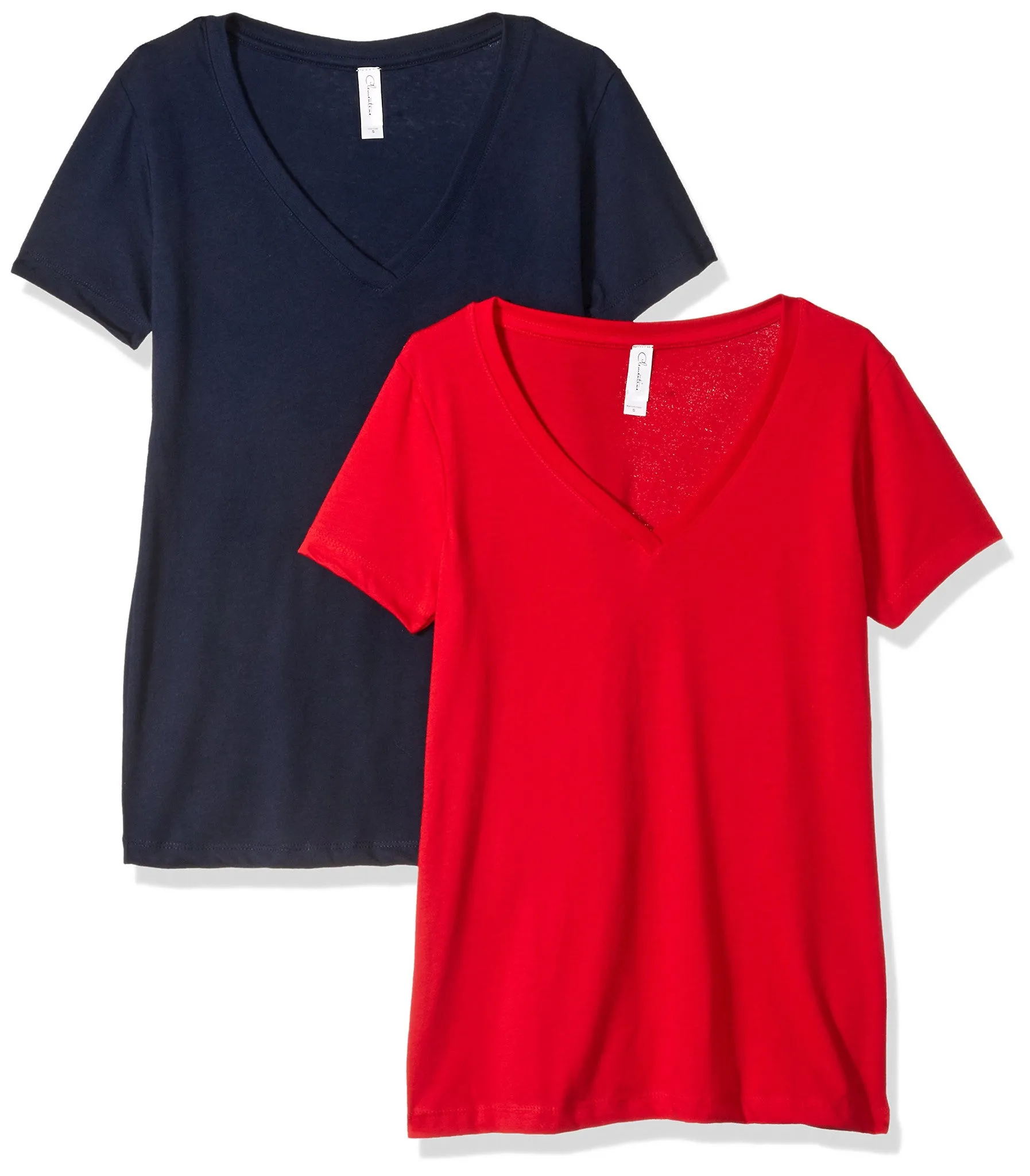 Clementine Women's Petite Plus Ideal V Neck Tee (Pack of 2)